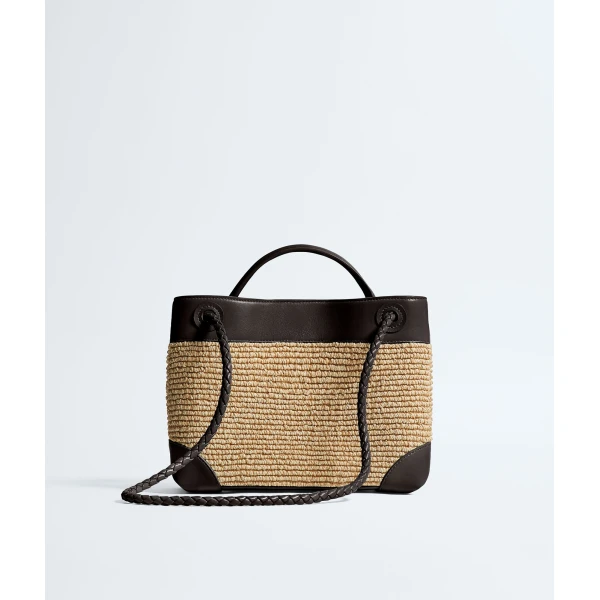 Khaite Women's Small Andiamo in Natural/espresso - Multicolour Totes & Top-Handle Bags - The Lotus Tote Bag - Shop at Luxury Shoes 