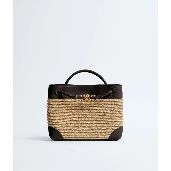 Khaite Women's Small Andiamo in Natural/espresso - Multicolour Totes & Top-Handle Bags - The Lotus Tote Bag - Shop at Luxury Shoes 