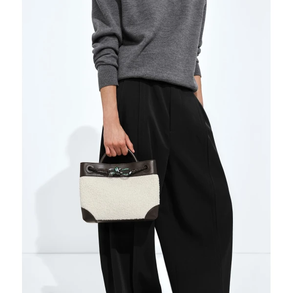 Khaite Women's Small Andiamo in White/espresso - Multicolour Totes & Top-Handle Bags - The Lotus Tote Bag - Shop at Luxury Shoes 
