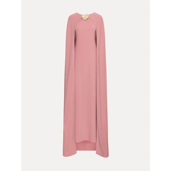 Oscar de la Renta Brooch Embroidered Cape Back Caftan - kimono - American Luxury Evening Wear at Luxury Shoes 