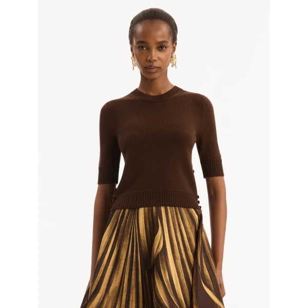 Oscar de la Renta Button Detail Pullover - Knitwear - American Luxury Evening Wear at Luxury Shoes 