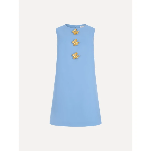 Oscar de la Renta Button Detail Wool Shift Dress - Dresses - American Luxury Evening Wear at Luxury Shoes 