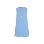 Oscar de la Renta Button Detail Wool Shift Dress - Dresses - American Luxury Evening Wear at Luxury Shoes 