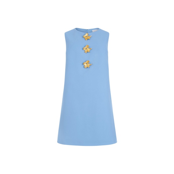 Oscar de la Renta Button Detail Wool Shift Dress - Dresses - American Luxury Evening Wear at Luxury Shoes 
