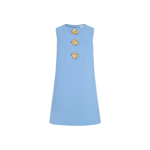 Oscar de la Renta Button Detail Wool Shift Dress - Dresses - American Luxury Evening Wear at Luxury Shoes 