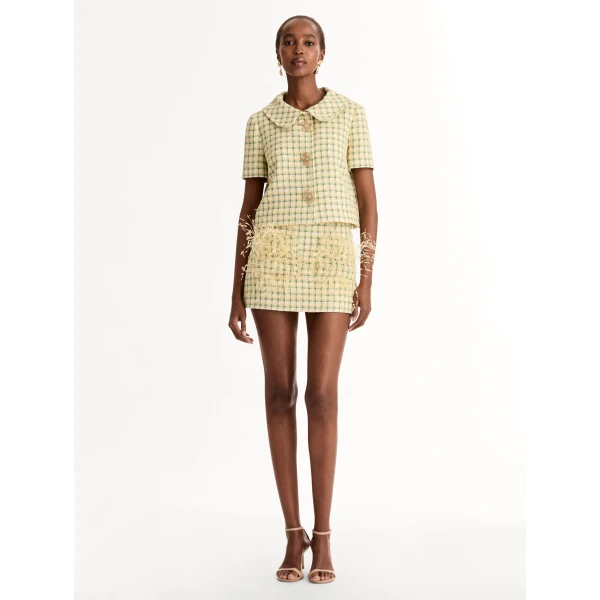 Oscar de la Renta Checked Tweed Jacket - Jackets - American Luxury Evening Wear at Luxury Shoes 