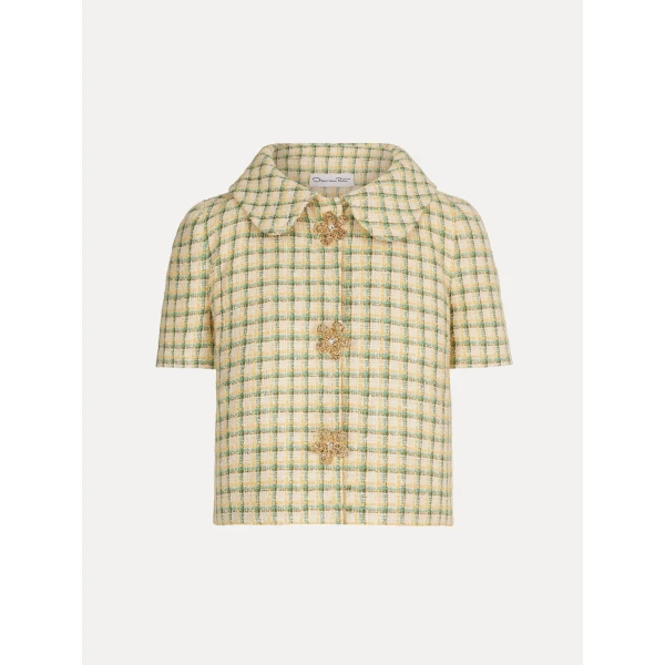 Oscar de la Renta Checked Tweed Jacket - Jackets - American Luxury Evening Wear at Luxury Shoes 