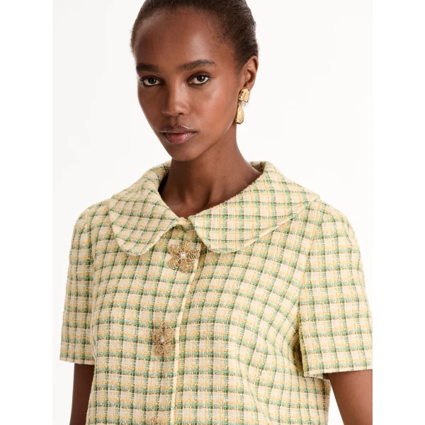 Oscar de la Renta Checked Tweed Jacket - Jackets - American Luxury Evening Wear at Luxury Shoes 