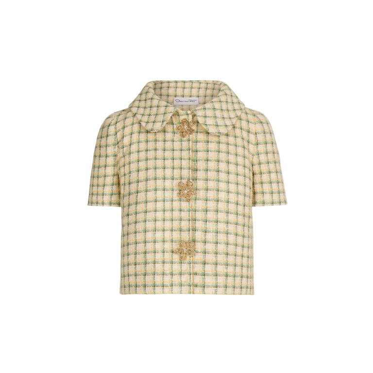 Oscar de la Renta Checked Tweed Jacket - Jackets - American Luxury Evening Wear at Luxury Shoes 
