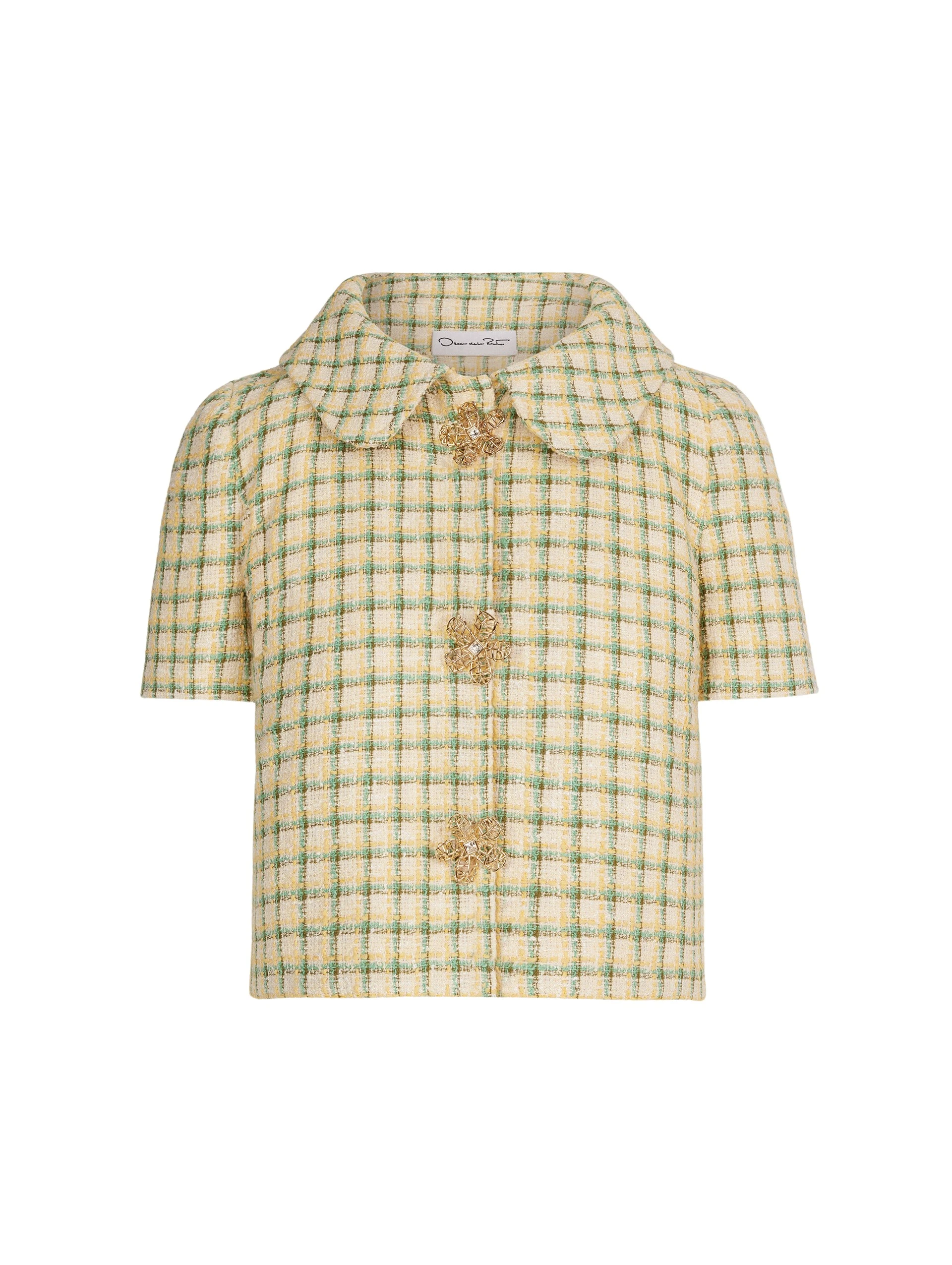 Oscar-de-la-Renta-Checked-Tweed-Jacket-Jackets57874_nobg Oscar de la Renta Checked Tweed Jacket - Jackets - American Luxury Evening Wear at Luxury Shoes