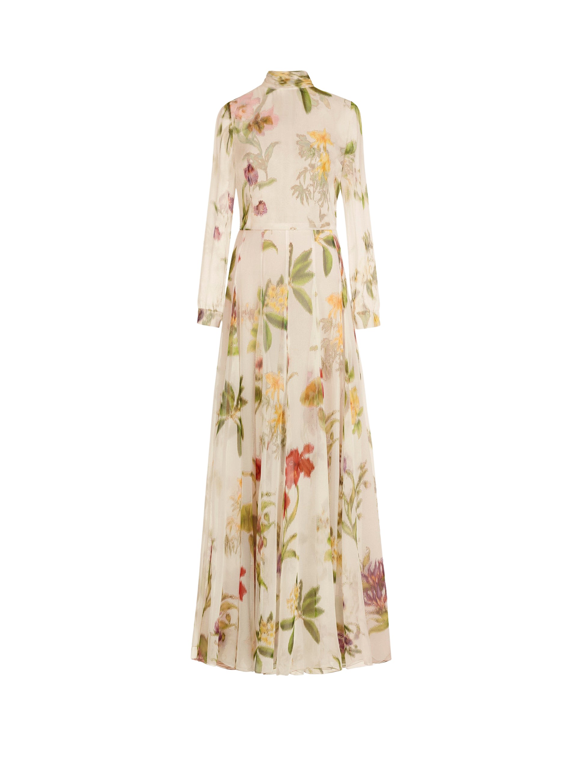 Oscar de la Renta Chiné Dominican Mixed Floral Chiffon Gown - Dresses - American Luxury Evening Wear at Luxury Shoes 