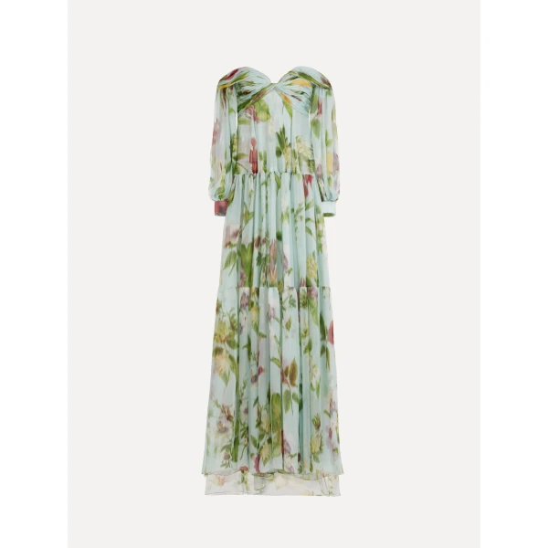 Oscar de la Renta Chiné Dominican Mixed Floral Chiffon Sweetheart Gown - Dresses - American Luxury Evening Wear at Luxury Shoes 