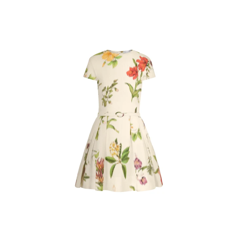 Oscar de la Renta Chiné Dominican Mixed Floral Cotton Poplin Dress - Dresses - American Luxury Evening Wear at Luxury Shoes 