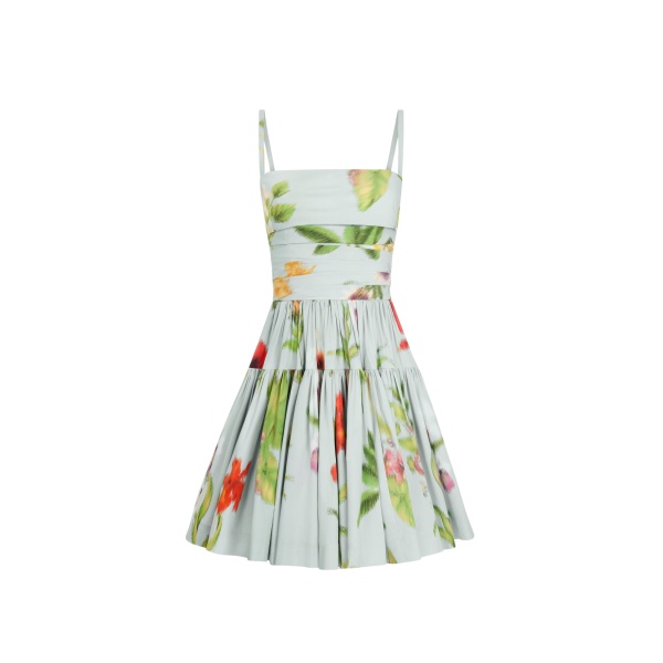 Oscar de la Renta Chiné Dominican Mixed Floral Cotton Poplin Tiered Dress - Dresses - American Luxury Evening Wear at Luxury Shoes 