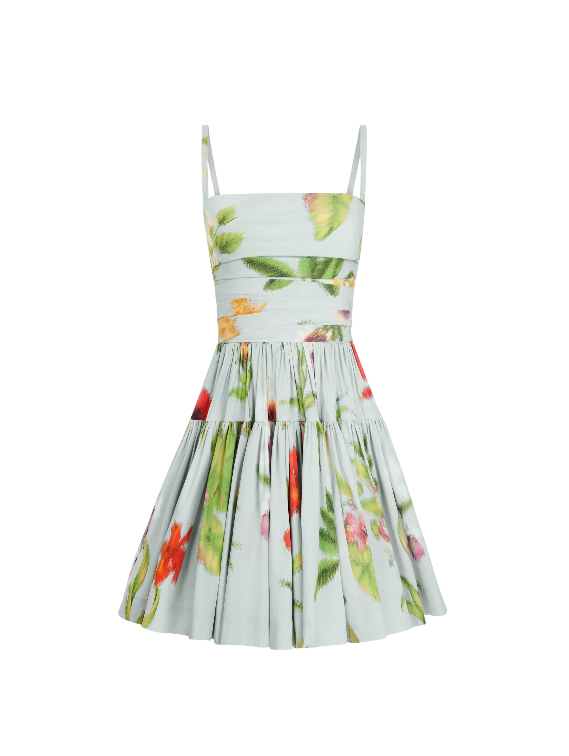 Oscar de la Renta Chiné Dominican Mixed Floral Cotton Poplin Tiered Dress - Dresses - American Luxury Evening Wear at Luxury Shoes 