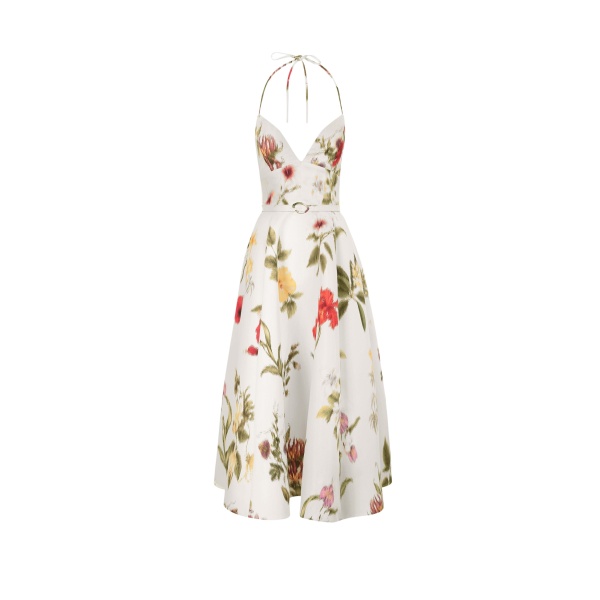 Oscar de la Renta Chiné Dominican Mixed Floral Faille Cocktail Dress - Dresses - American Luxury Evening Wear at Luxury Shoes 
