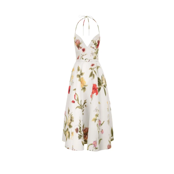 Oscar de la Renta Chiné Dominican Mixed Floral Faille Cocktail Dress - Dresses - American Luxury Evening Wear at Luxury Shoes 