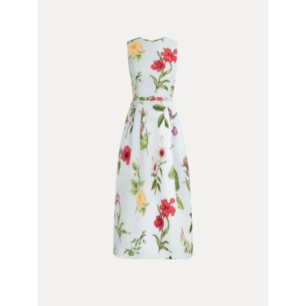 Oscar de la Renta Chiné Dominican Mixed Floral Faille Dress - Dresses - American Luxury Evening Wear at Luxury Shoes 