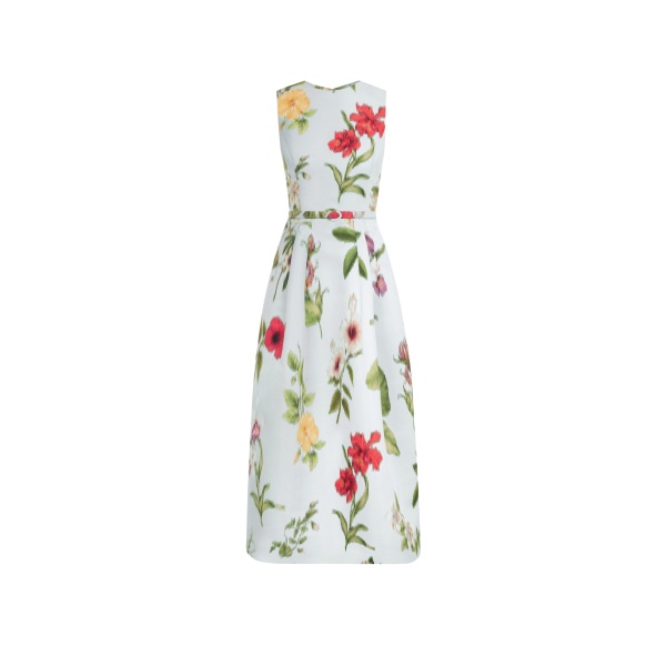 Oscar de la Renta Chiné Dominican Mixed Floral Faille Dress - Dresses - American Luxury Evening Wear at Luxury Shoes 
