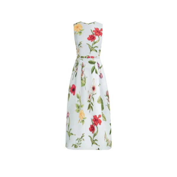 Oscar de la Renta Chiné Dominican Mixed Floral Faille Dress - Dresses - American Luxury Evening Wear at Luxury Shoes 