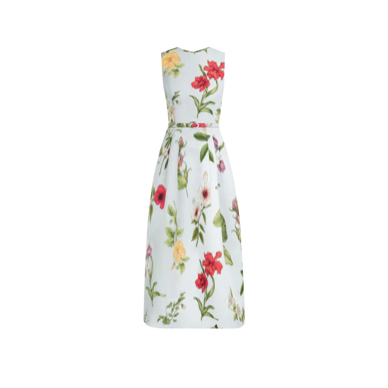 Oscar de la Renta Chiné Dominican Mixed Floral Faille Dress - Dresses - American Luxury Evening Wear at Luxury Shoes 
