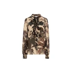 Oscar de la Renta Chiné Palm Leaves Chiffon Blouse - Tops - American Luxury Evening Wear at Luxury Shoes 
