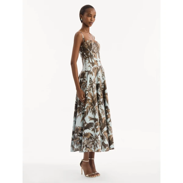 Oscar de la Renta Chiné Palm Leaves Cotton Poplin Dress - Dresses - American Luxury Evening Wear at Luxury Shoes 