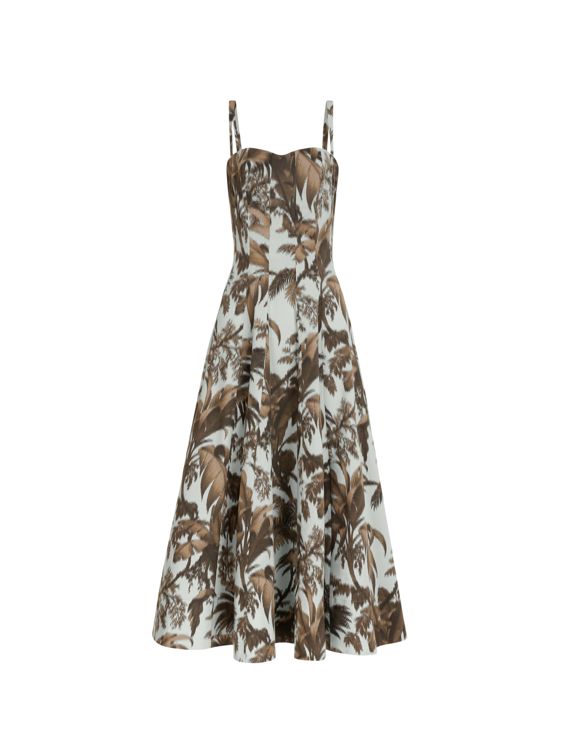 Oscar de la Renta Chiné Palm Leaves Cotton Poplin Dress - Dresses - American Luxury Evening Wear at Luxury Shoes 