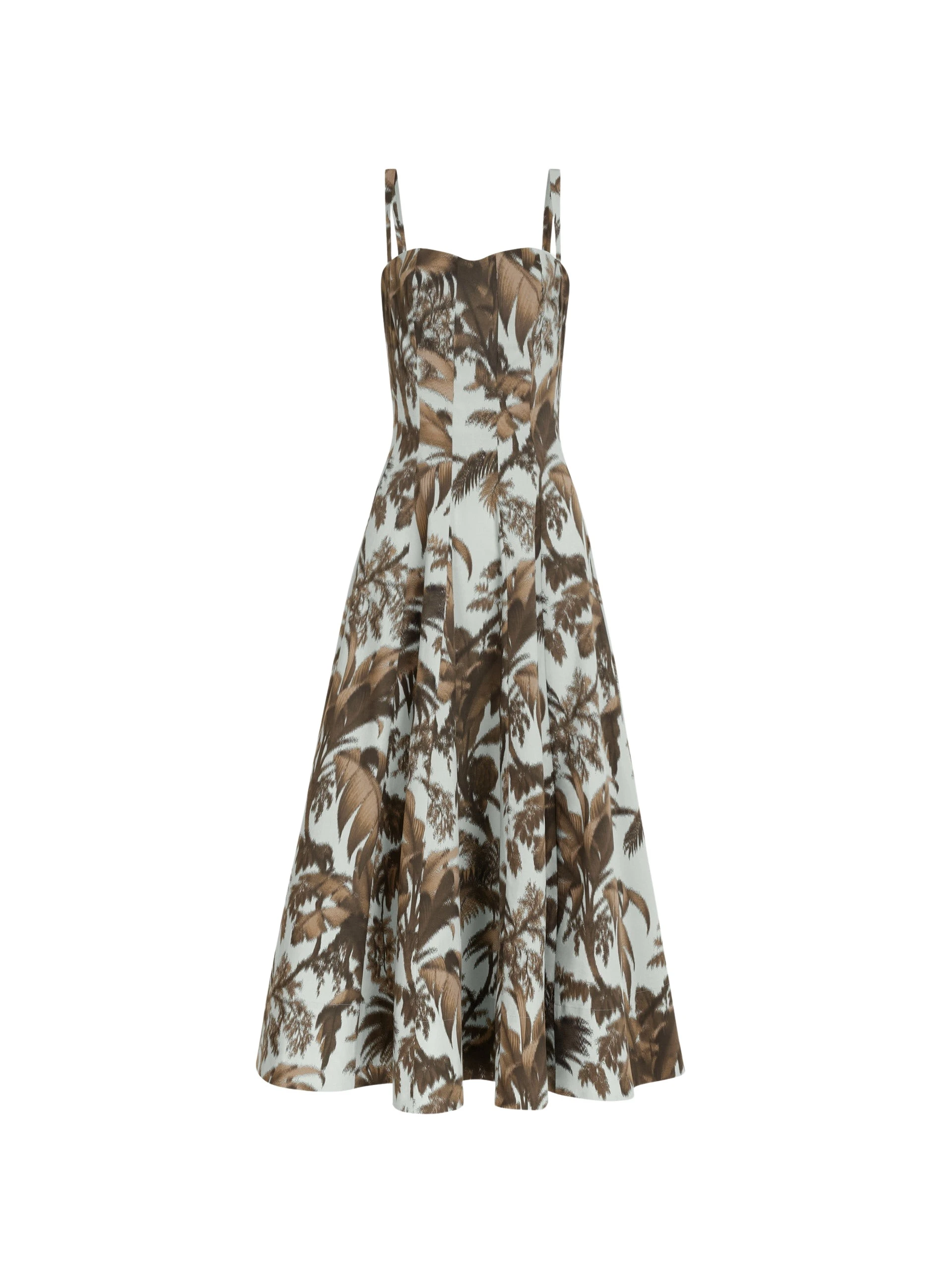 Oscar-de-la-Renta-Chine-Palm-Leaves-Cotton-Poplin-Dress-Dresses72329_nobg Oscar de la Renta Chiné Palm Leaves Cotton Poplin Dress - Dresses - American Luxury Evening Wear at Luxury Shoes