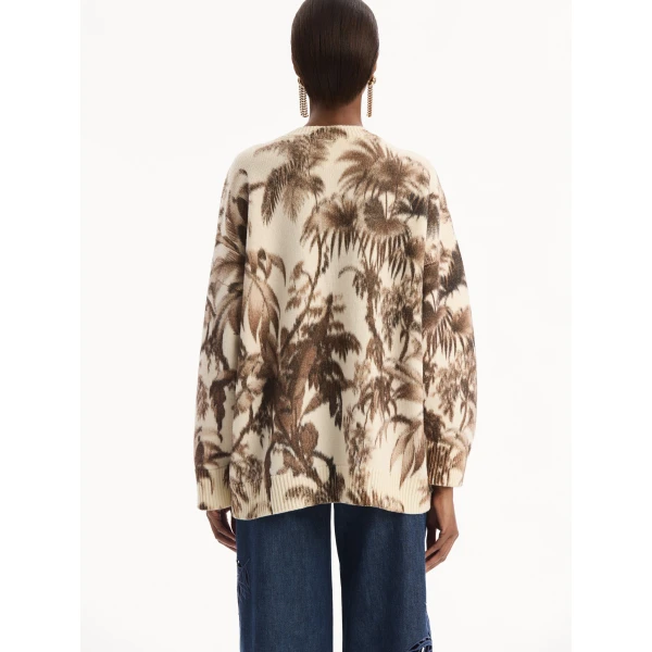 Oscar de la Renta Chiné Palm Leaves Oversized Pullover - Knitwear - American Luxury Evening Wear at Luxury Shoes 