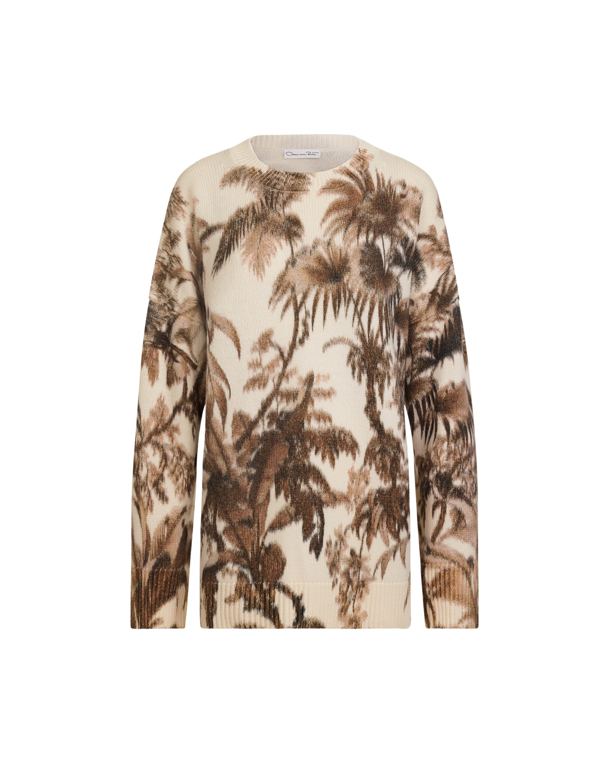 Oscar de la Renta Chiné Palm Leaves Oversized Pullover Knit