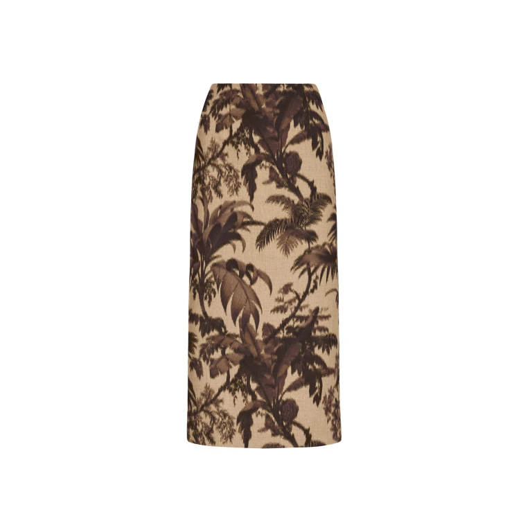 Oscar de la Renta Chiné Palm Leaves Pencil Skirt - Skirts - American Luxury Evening Wear at Luxury Shoes 