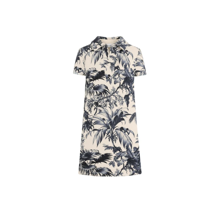 Oscar de la Renta Chiné Palm Leaves Shift Dress - Dresses - American Luxury Evening Wear at Luxury Shoes 