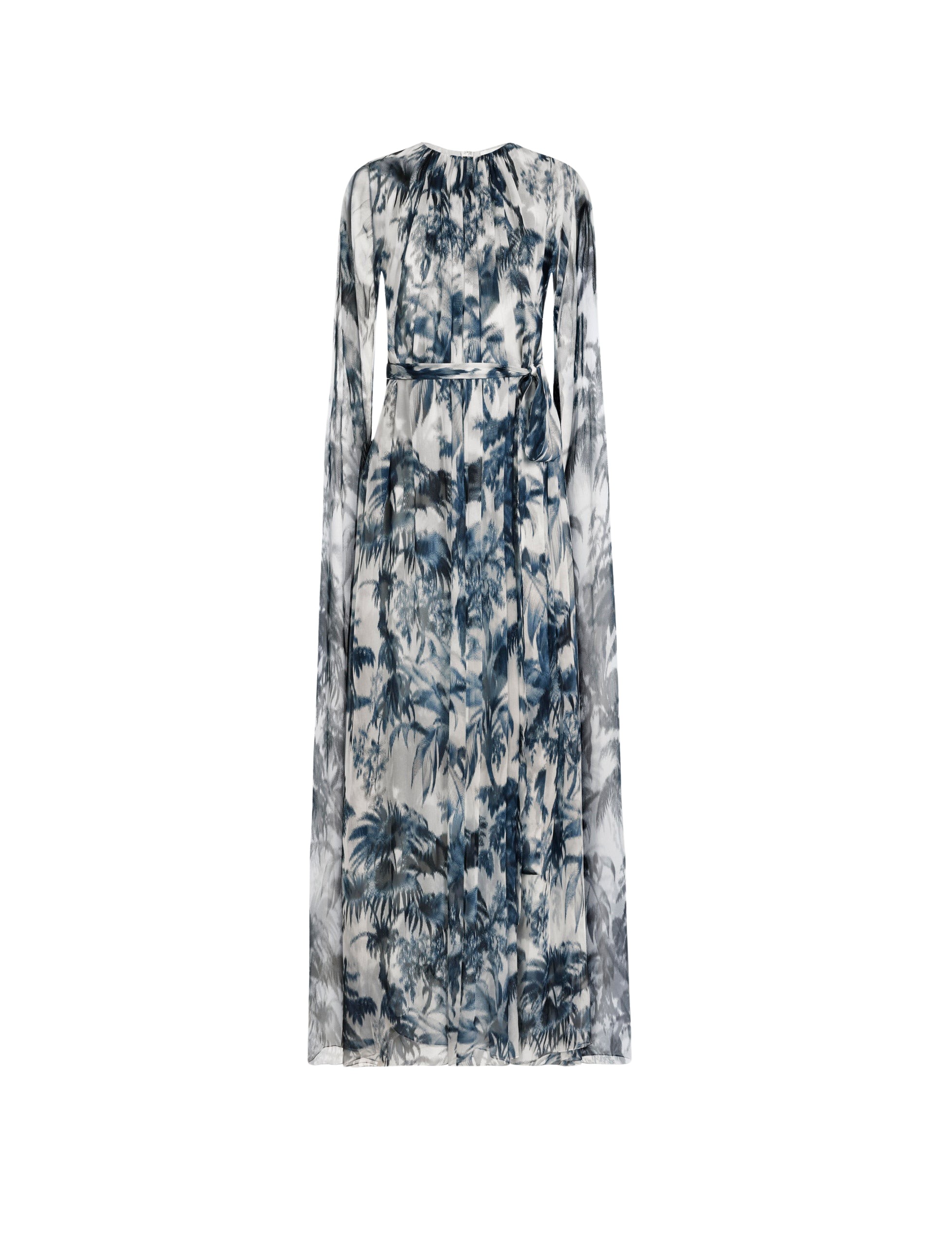 Oscar de la Renta Chiné Palm Leaves Silk Caftan