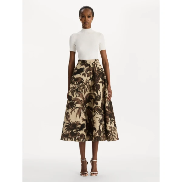 Oscar de la Renta Chiné Palm Leaves Skirt - Skirts - American Luxury Evening Wear at Luxury Shoes 
