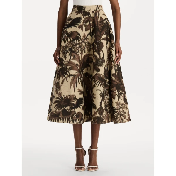 Oscar de la Renta Chiné Palm Leaves Skirt - Skirts - American Luxury Evening Wear at Luxury Shoes 