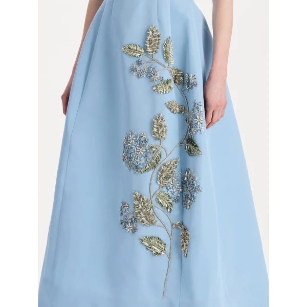Oscar de la Renta Crystal Flower Embroidered Faille Dress - Dresses - American Luxury Evening Wear at Luxury Shoes 