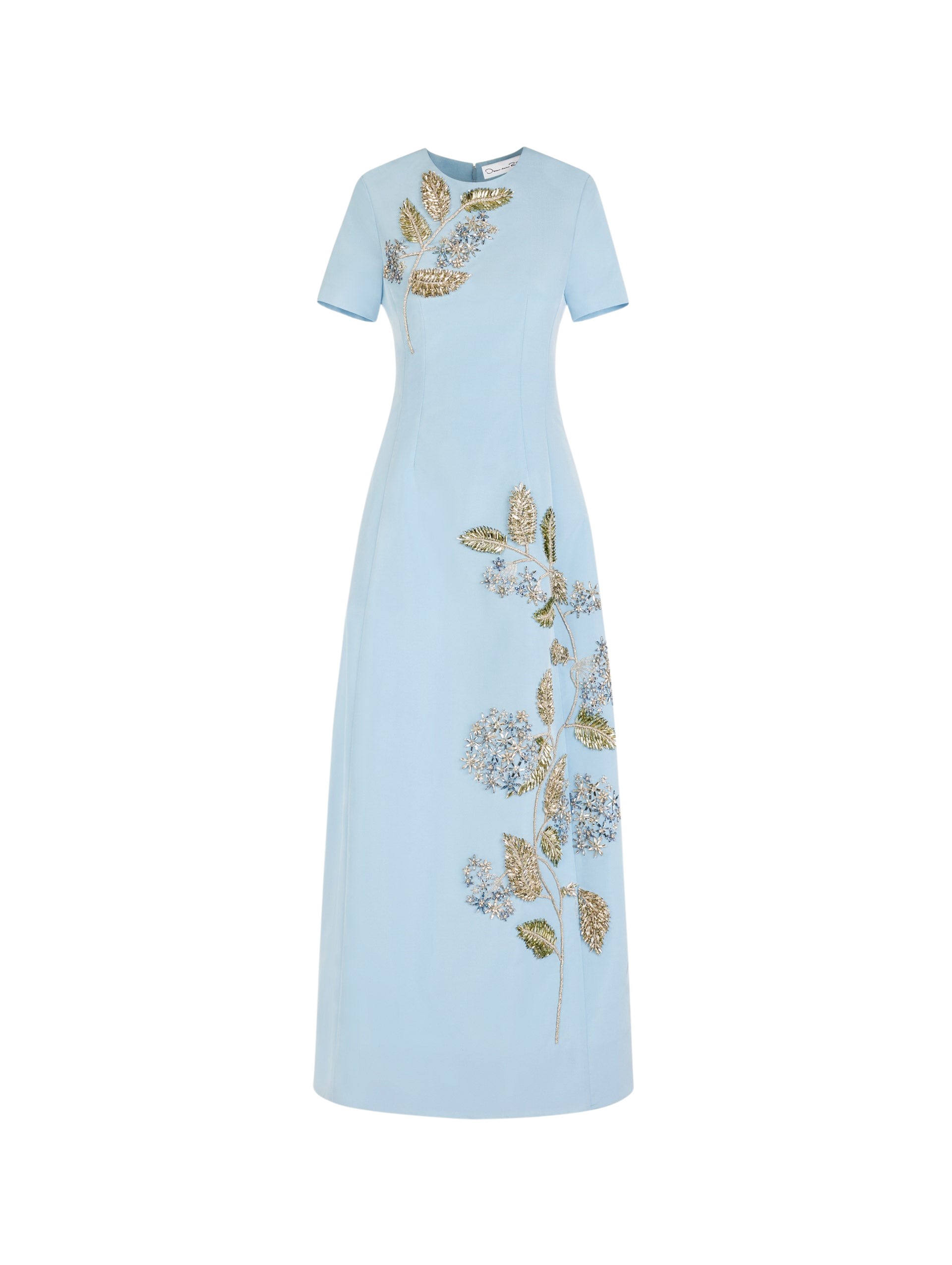 Oscar de la Renta Crystal Flower Embroidered Faille Dress - Dresses - American Luxury Evening Wear at Luxury Shoes 