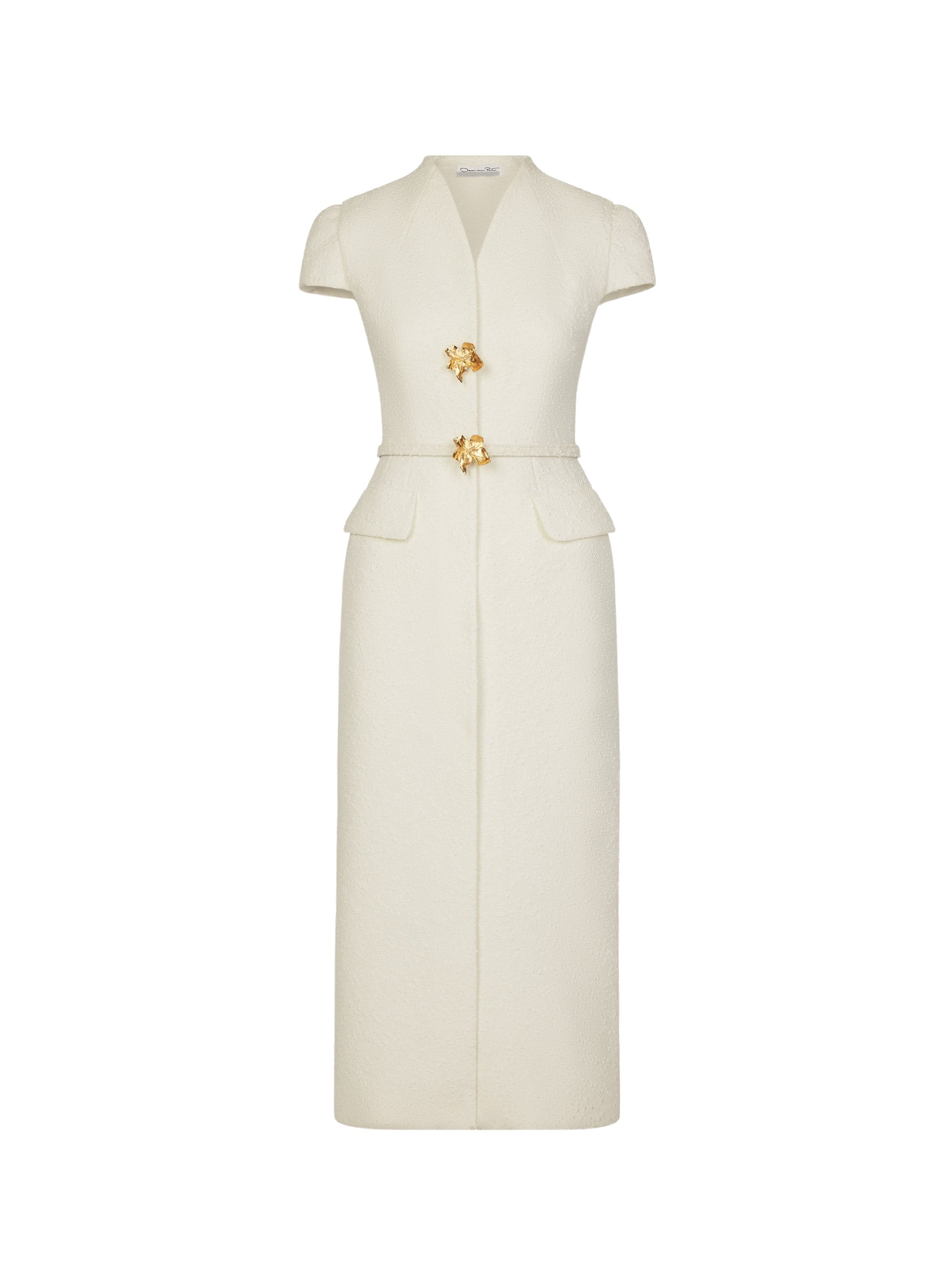 Oscar de la Renta Cyclamen Detailed Wool Tweed Dress - Dresses - American Luxury Evening Wear at Luxury Shoes 