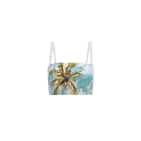 Oscar de la Renta Dominican Landscape Cotton Poplin Cropped Blouse - Tops - American Luxury Evening Wear at Luxury Shoes 