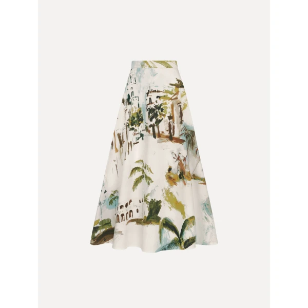 Oscar de la Renta Dominican Landscape Cotton Poplin Skirt - Skirts - American Luxury Evening Wear at Luxury Shoes 