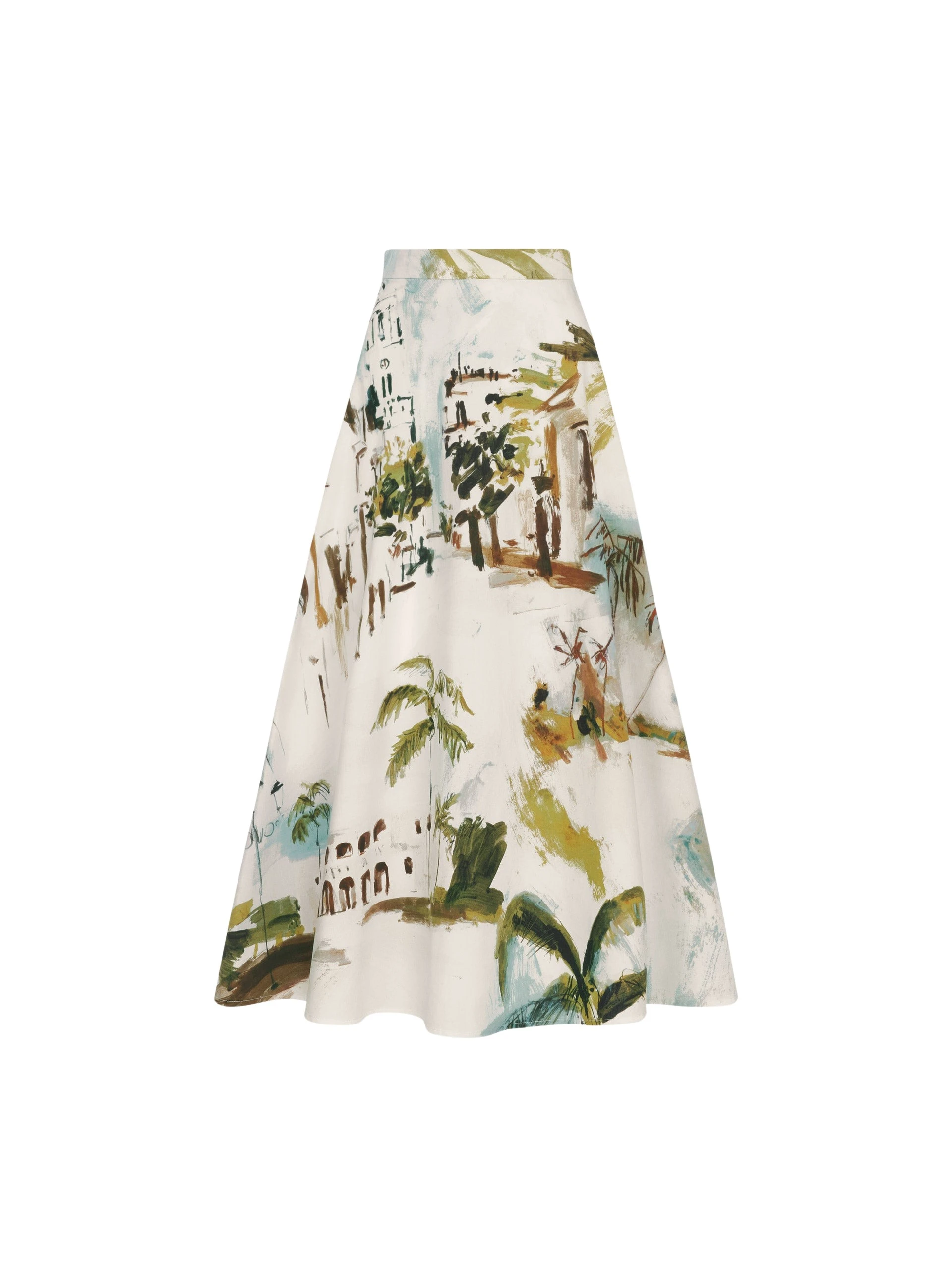 Oscar-de-la-Renta-Dominican-Landscape-Cotton-Poplin-Skirt-Skirts18198_nobg Oscar de la Renta Dominican Landscape Cotton Poplin Skirt - Skirts - American Luxury Evening Wear at Luxury Shoes