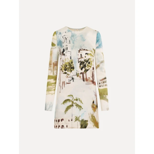 Oscar de la Renta Dominican Landscape Shift Dress - Dresses - American Luxury Evening Wear at Luxury Shoes 