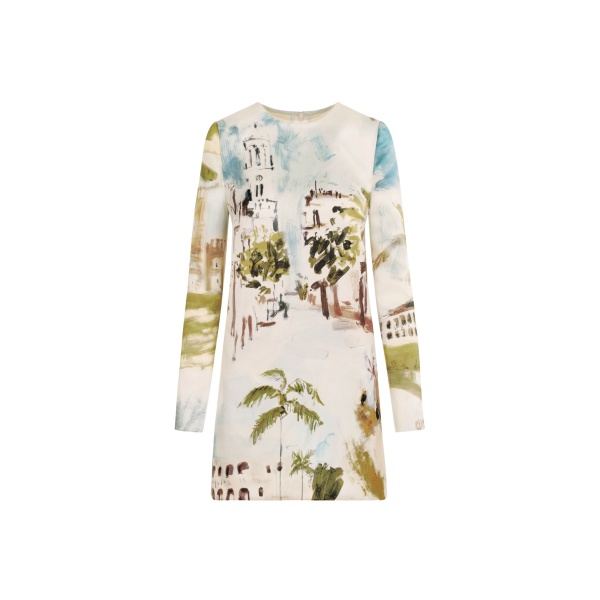 Oscar de la Renta Dominican Landscape Shift Dress - Dresses - American Luxury Evening Wear at Luxury Shoes 