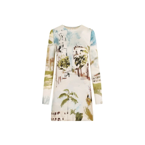 Oscar de la Renta Dominican Landscape Shift Dress - Dresses - American Luxury Evening Wear at Luxury Shoes 
