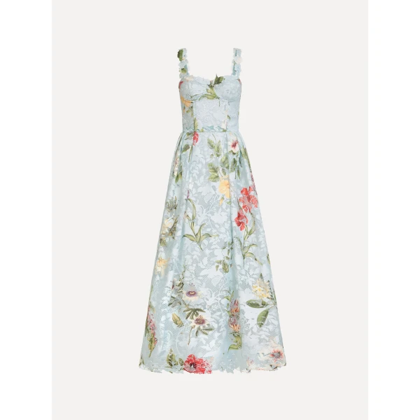 Oscar de la Renta Dominican Mixed Floral Guipure Cocktail Dress - Dresses - American Luxury Evening Wear at Luxury Shoes 