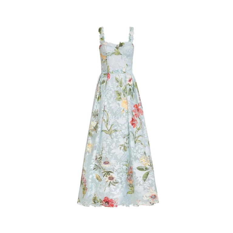 Oscar de la Renta Dominican Mixed Floral Guipure Cocktail Dress - Dresses - American Luxury Evening Wear at Luxury Shoes 