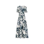 Oscar de la Renta Dotted Palm Leaves Cotton Poplin Short Sleeve Dress - Dresses - American Luxury Evening Wear at Luxury Shoes 