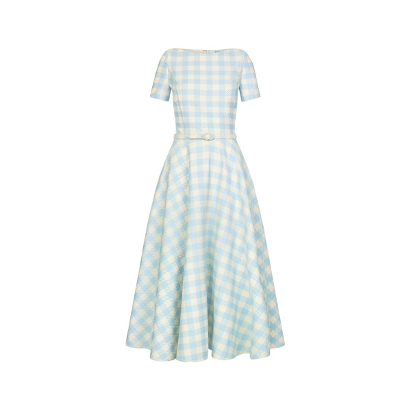 Oscar de la Renta Gingham Wool Blend Dress - Dresses - American Luxury Evening Wear at Luxury Shoes 