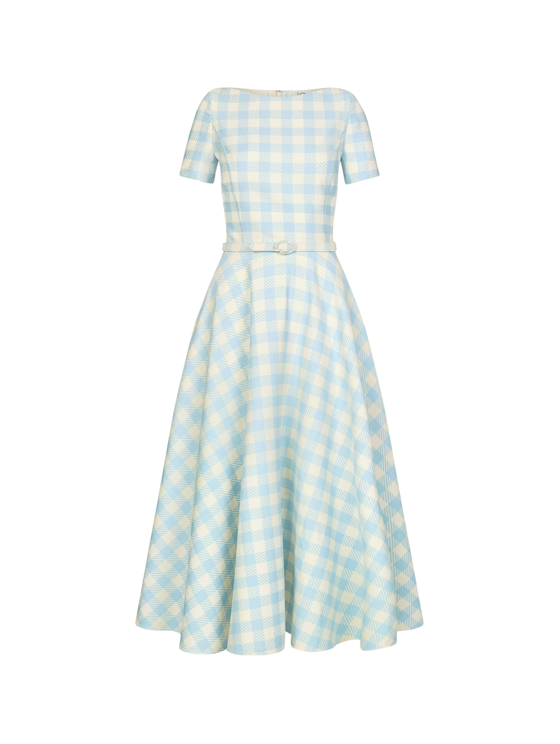 Oscar-de-la-Renta-Gingham-Wool-Blend-Dress-Dresses31258_nobg Oscar de la Renta Gingham Wool Blend Dress - Dresses - American Luxury Evening Wear at Luxury Shoes